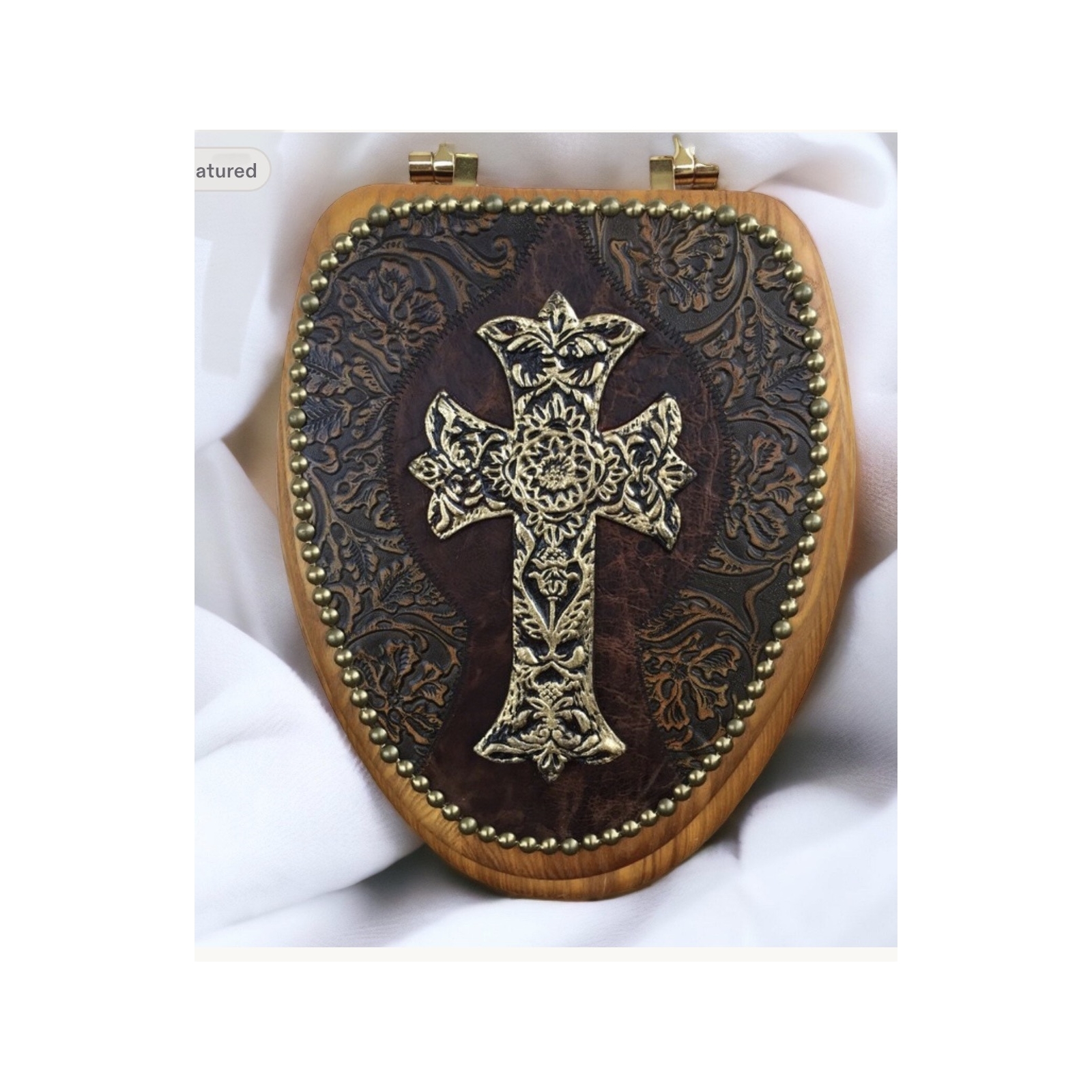 Cowboy Cross Leather & Cowhide Toilet Seat